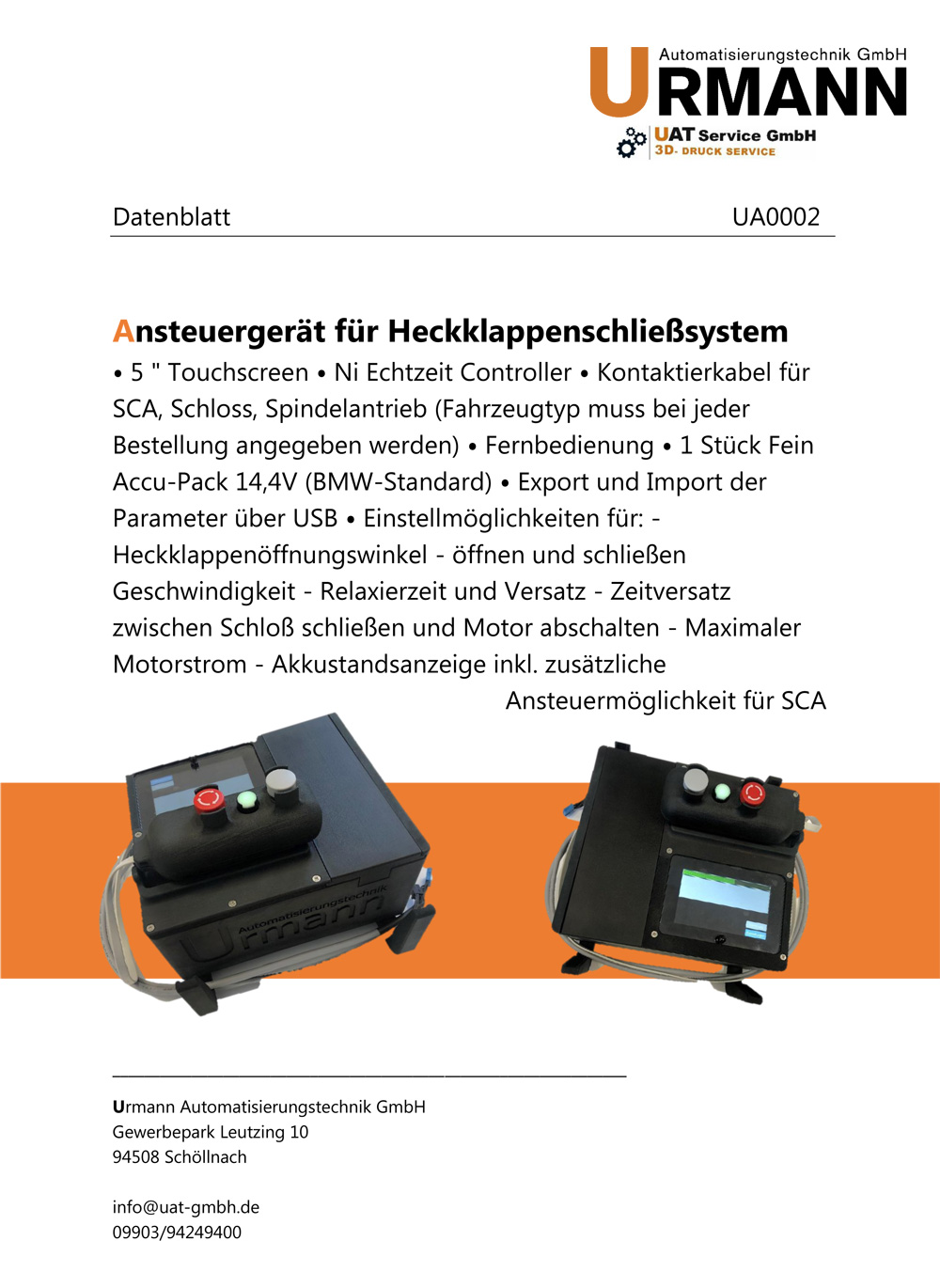 Ansteuergerät für Heckklappenschließsystem Urmann Automatisierungstechnik GmbH