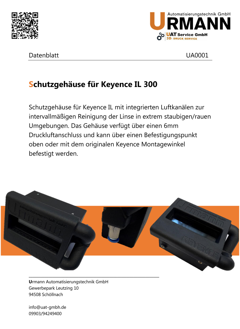 Schutzgehäuse für Keyence IL 300 Urmann Automatisierungstechnik GmbH